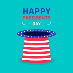 Big hat with stars and strip Presidents Day background flat