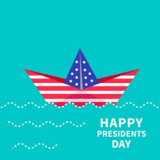 Presidents Day background Paper boat Dash line