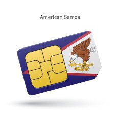 American Samoa mobile phone sim card with flag