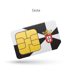 Ceuta mobile phone sim card with flag