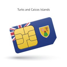 Turks and Caicos Islands mobile phone sim card with flag