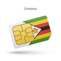 Zimbabwe mobile phone sim card with flag