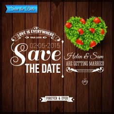 Save the date for personal holiday Wedding invitation on wooden