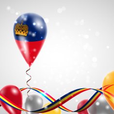 Flag of Liechtenstein on balloon