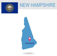 USA state Of New Hampshire's map and Flag N2