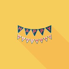 birthday party flag flat icon with long shadow eps10
