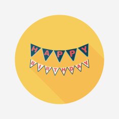 birthday party flag flat icon with long shadow eps10 N2
