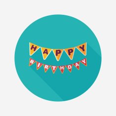birthday party flag flat icon with long shadow eps10 N4