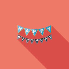 birthday party flag flat icon with long shadow eps10 N6