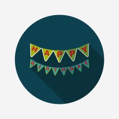 birthday party flag flat icon with long shadow eps10 N10