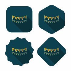 birthday party flag flat icon with long shadow eps10 N11