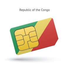 Republic of the Congo mobile phone sim card with flag