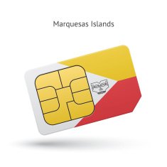Marquesas Islands mobile phone sim card with flag