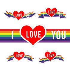 Happy Valentine Heart and Rainbow Ribbon 001