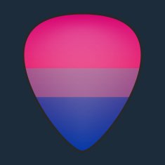 guitar pick with a bisexual pride flag