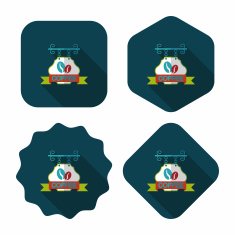 Coffee shop signs flat icon with long shadow eps10 N65