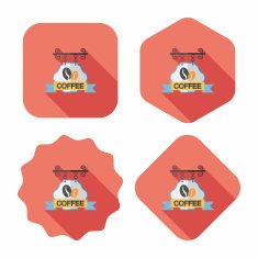 Coffee shop signs flat icon with long shadow eps10 N66