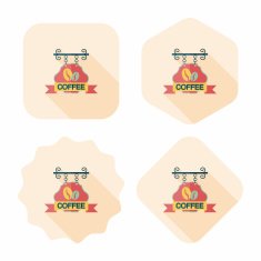 Coffee shop signs flat icon with long shadow eps10 N68