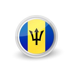 Vector rounded flag button icon of Barbados