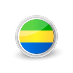Vector rounded flag button icon of Gabon