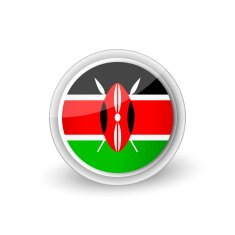 Vector rounded flag button icon of Kenya