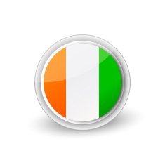 Vector rounded flag button icon of Cote d'Ivore