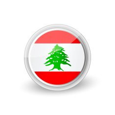 Vector rounded flag button icon of Lebanon
