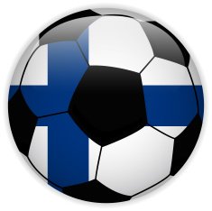 Finland Flag with Soccer Ball Background