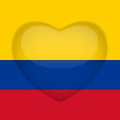 Colombia Flag Heart Glossy Button