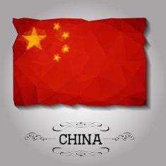 Vector geometric polygonal China flag N2