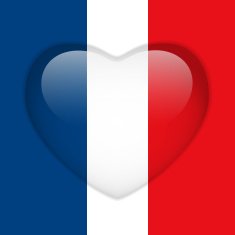 France Flag Heart Glossy Button