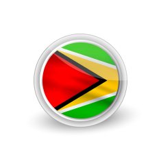 Vector rounded waving flag button icon of Guyana