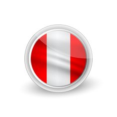 Vector rounded waving flag button icon of Peru