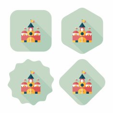 Building castle flat icon with long shadow eps10 N69