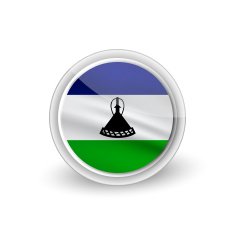 Vector rounded waving flag button icon of Lesotho