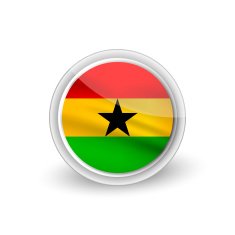 Vector rounded waving flag button icon of Ghana