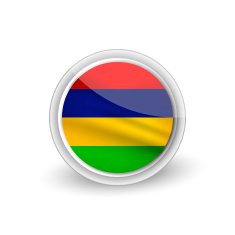 Vector rounded waving flag button icon of Mauritius