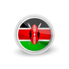Vector rounded waving flag button icon of Kenya