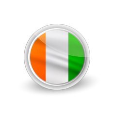 Vector rounded waving flag button icon of Cote d'Ivoire