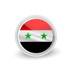 Vector rounded waving flag button icon of Syria