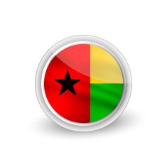 Vector rounded waving flag button icon of Guinea-Bissau