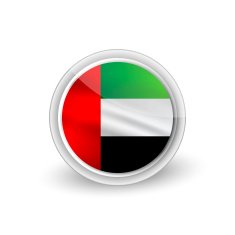 Vector rounded waving flag button icon of UAE