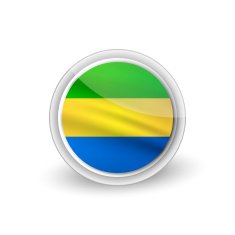 Vector rounded waving flag button icon of Gabon