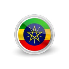 Vector rounded waving flag button icon of Ethiopia