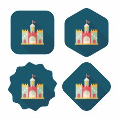 Building castle flat icon with long shadow eps10 N81