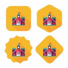 Building castle flat icon with long shadow eps10 N84