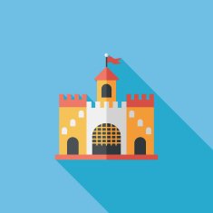 Building castle flat icon with long shadow eps10 N85