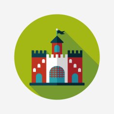 Building castle flat icon with long shadow eps10 N89