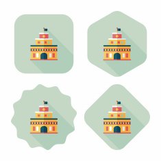 Building castle flat icon with long shadow eps10 N93