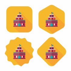 Building castle flat icon with long shadow eps10 N96